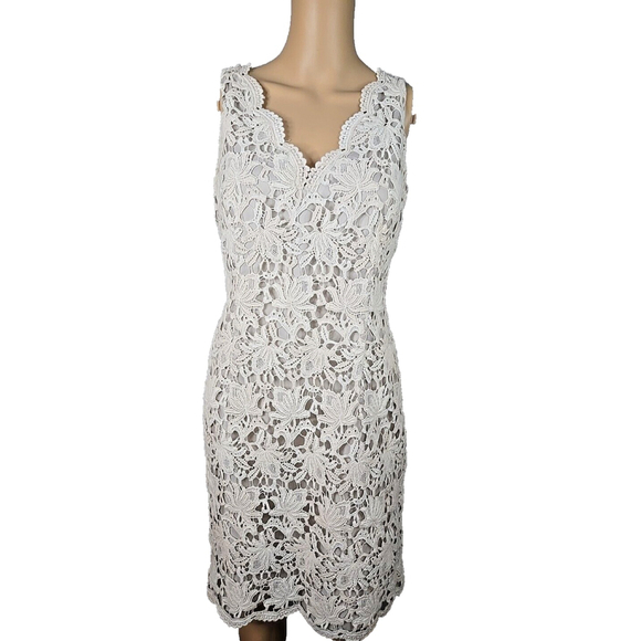 Ann Taylor Dresses & Skirts - Ann Taylor Women's Ivory Lace Overlay Sleeveless Sheath Dress Size 6